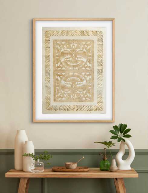 New Handmade Mexican Amate Paper Wall Art - Large 23.5x31 Modern - Unframed Sand - image 1