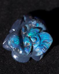 Sale Australian Rose Opal Carving Semi-Blackopal Double Sided Rainbow Magic - 44 Cts Was 4500.00 - thumbnail 1