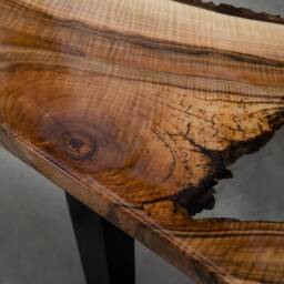 Custom Live Edge Coffee Table Made Of Walnut, Crystal Transparent Uv Resin Table, Rectangular Epoxy With Wooden Legs, River - thumbnail 4