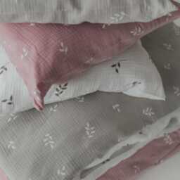 Muslin Baby Toddler Kids Bedding Set Crib Duvet Cover Pillowcase Soft Boy Girl Nursery Children's Beige Bedsheet Neutral Leaves Pattern Boho - thumbnail 2