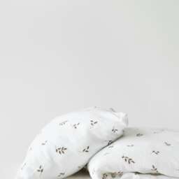 Muslin Baby Toddler Kids Bedding Set Crib Duvet Cover Pillowcase Soft Boy Girl Nursery Children's Beige Bedsheet Neutral Leaves Pattern Boho - thumbnail 3