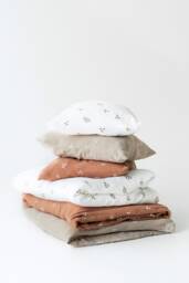Muslin Baby Toddler Kids Bedding Set Crib Duvet Cover Pillowcase Soft Boy Girl Nursery Children's Beige Bedsheet Neutral Leaves Pattern Boho - thumbnail 1