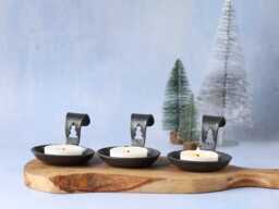 Limited Edition - Christmas Sculpted Iron Candle Holder With Curved Handle. Tree Design - thumbnail 1