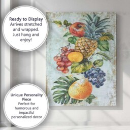 Rustic Mixed Tropical Fruit Botanical Arrangement Canvas Wall Art Print Decor Picture Ready To Hang - thumbnail 3