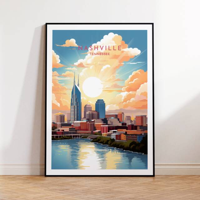 Nashville Travel Print - United States, Tennessee Poster, Home Decor, Gift Or Canvas - image 1
