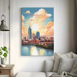 Nashville Travel Print - United States, Tennessee Poster, Home Decor, Gift Or Canvas - thumbnail 3