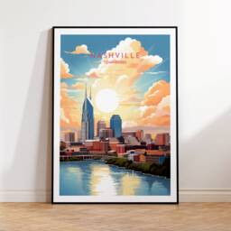 Nashville Travel Print - United States, Tennessee Poster, Home Decor, Gift Or Canvas - thumbnail 1