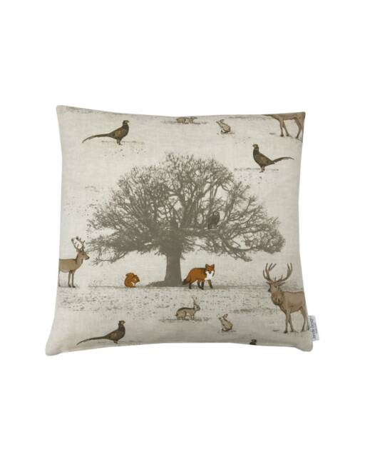 Christmas Gifts Oak Tree Country Animals Linen Cushion Cover Tatton Park Design - image 1