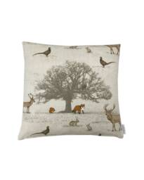 Christmas Gifts Oak Tree Country Animals Linen Cushion Cover Tatton Park Design - thumbnail 1