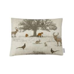 Christmas Gifts Oak Tree Country Animals Linen Cushion Cover Tatton Park Design - thumbnail 2