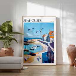 Seahouses Travel Poster Northumberland Coastal Wall Art - thumbnail 2