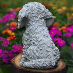 Stone White Poodle Statue Concrete Dog Sculpture Outdoor Pet Figuine Poodle Lover Gift Handmade Art Memorial Decoration Yard - thumbnail 4
