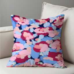 Abstract Floral Cushion Cover, Paint Effect Brushstroke Pillow Modern Artistic Throw Case, Living Room Decor - thumbnail 4
