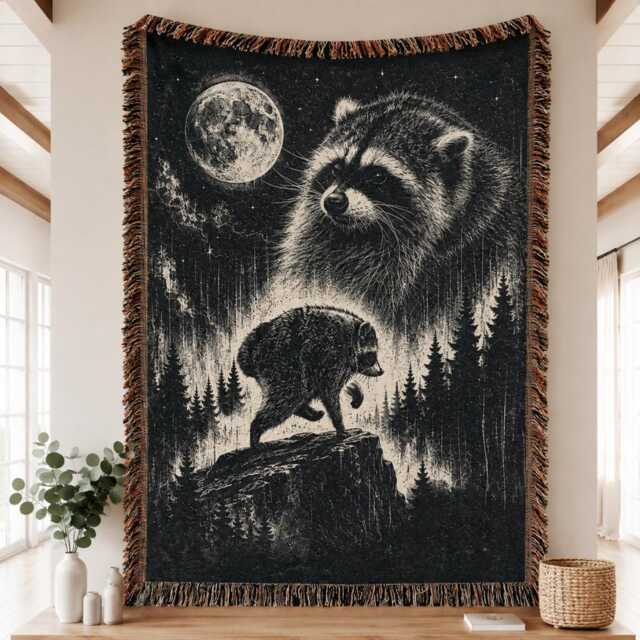 Custom Jimothy Raccoon Woven Blanket, Viral Seattle Funny Short Spine Wildlife Blanket - image 1