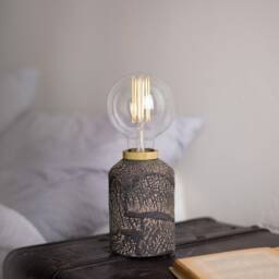 Bixa Small Ceramic Table Lamp, Black Clay 5.5 - thumbnail 3