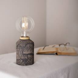 Bixa Small Ceramic Table Lamp, Black Clay 5.5 - thumbnail 2