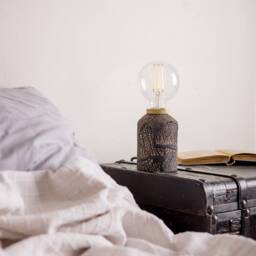 Bixa Small Ceramic Table Lamp, Black Clay 5.5
