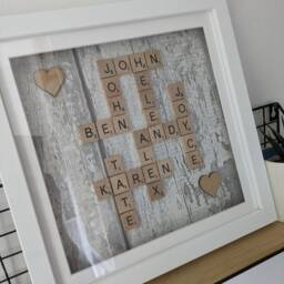 Personalised Frame Gift, Custom Family Name Frame, Tile Wall Art, Anniversary Handmade Box - thumbnail 3