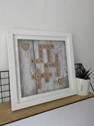 Personalised Frame Gift, Custom Family Name Frame, Tile Wall Art, Anniversary Handmade Box - thumbnail 1