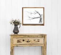 Tree Original Drawing On Paper, Charcoal, Scandinavian Minimalist Nature Wall Art Gallery, Hand Drawn Botanical Sketch - thumbnail 1