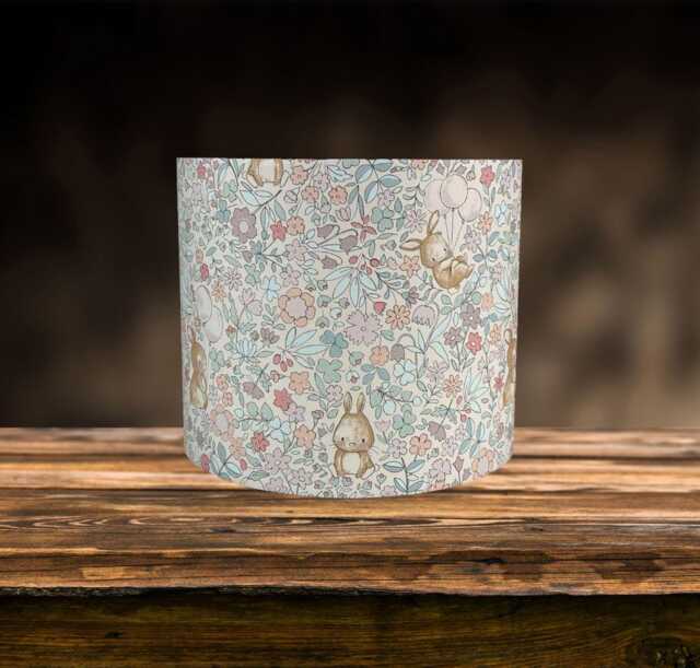 Bunny Rabbit Lampshade For Ceiling & Table Lamps, Kids Floral Nursery Or Bedroom Light Shade - image 1