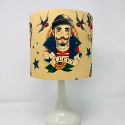 Sailors Lampshade, Tattoo Lamp Shade, Nautical Decor For Boat Or Beach, Sailor Jerry Style - thumbnail 2