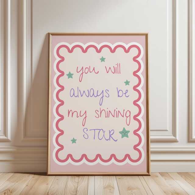 My Shining Star Kids Room Print, Girls Toddler Bedroom Decor, Playroom Reading Corner Wall Poster, Pastel Prints - image 1