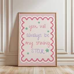 My Shining Star Kids Room Print, Girls Toddler Bedroom Decor, Playroom Reading Corner Wall Poster, Pastel Prints - thumbnail 1