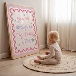 My Shining Star Kids Room Print, Girls Toddler Bedroom Decor, Playroom Reading Corner Wall Poster, Pastel Prints - thumbnail 2