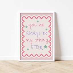 My Shining Star Kids Room Print, Girls Toddler Bedroom Decor, Playroom Reading Corner Wall Poster, Pastel Prints - thumbnail 3