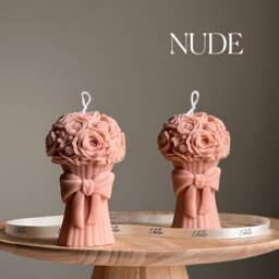 Sculptural Flower Bouquet Candle - Soy Wax Pillar - thumbnail 2
