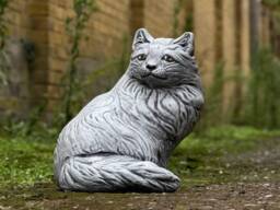 Elegant Cat Sculpture Concrete Feline Garden Ornament Outdoor Pet Lover Decor Tabby Yard Art Animal Figurine Lover Gift - thumbnail 1