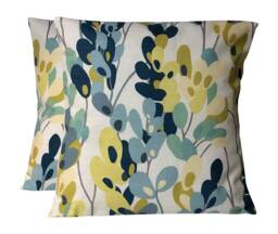 Floral Cushion Covers Lemon Zest Blue Cotton 18 - thumbnail 1