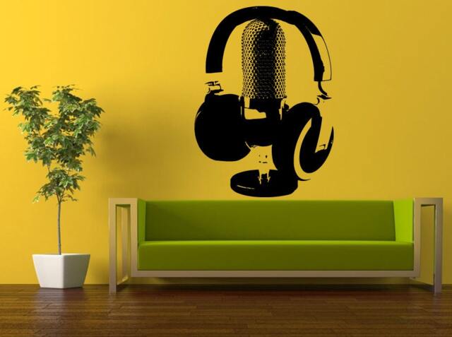 Wall Decal Vinyl Sticker Decals Interior Decor Diy Free Shipping Music Studio Dj Headphones With A Microphone L527 - image 1