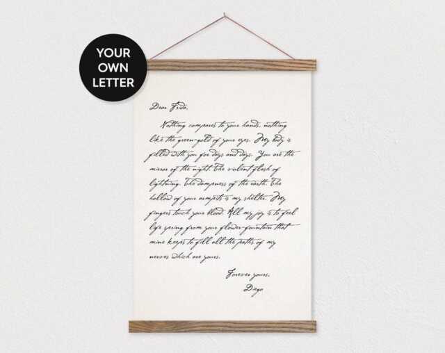 Custom Love Letter Canvas Print With Wood Poster Hanger - Flat Canvas-Pix Gift For Her - Hanger Frames - image 1