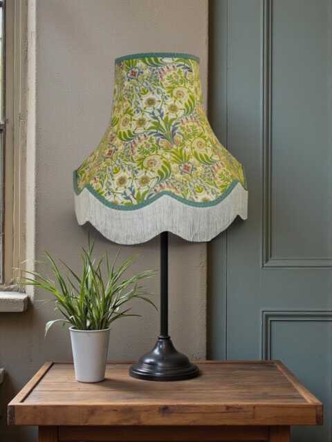 William Morris Natural Floral Curtains Fabric Lampshade Duck Egg Blue Braid, Cream Fringe, Bespoke British Handmade - image 1