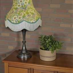 William Morris Natural Floral Curtains Fabric Lampshade Duck Egg Blue Braid, Cream Fringe, Bespoke British Handmade - thumbnail 2