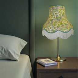 William Morris Natural Floral Curtains Fabric Lampshade Duck Egg Blue Braid, Cream Fringe, Bespoke British Handmade - thumbnail 3