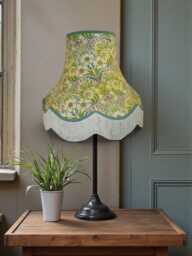 Handcrafted William Morris Floral Fabric Lampshades Duck Egg Blue Braid, Cream Fringe, Handmade in The UK