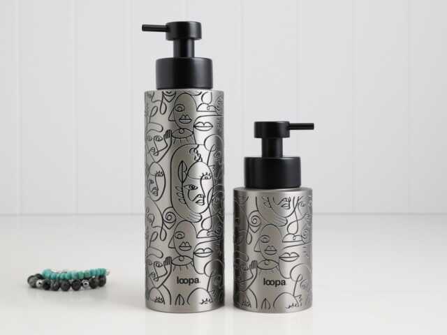 Brushed Stainless Steel Soap Dispenser With Black Printed Pattern Refillable Pump Bottle 250Ml Or 500Ml Luxury Kitchen Bathroom Gift - image 1