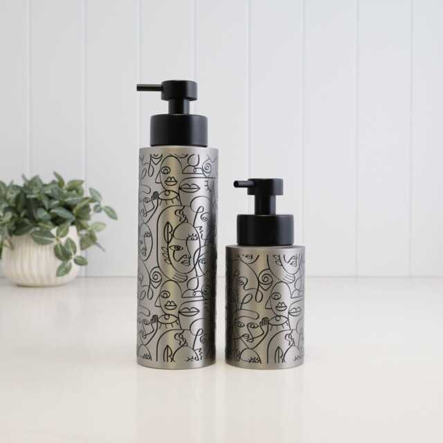 Brushed Stainless Steel Soap Dispenser With Black Printed Pattern Refillable Pump Bottle 250Ml Or 500Ml Luxury Kitchen Bathroom Gift - image 1