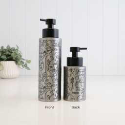 Brushed Stainless Steel Soap Dispenser With Black Printed Pattern Refillable Pump Bottle 250Ml Or 500Ml Luxury Kitchen Bathroom Gift - thumbnail 2