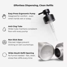 Brushed Stainless Steel Soap Dispenser With Black Printed Pattern Refillable Pump Bottle 250Ml Or 500Ml Luxury Kitchen Bathroom Gift - thumbnail 3