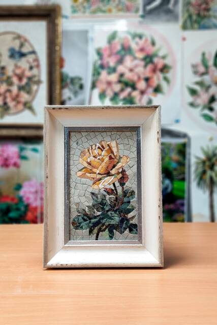 Marble Mosaic Flower, Tiles Rose, Wall Decor Painting Rose - image 1
