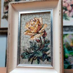 Marble Mosaic Flower, Tiles Rose, Wall Decor Painting Rose - thumbnail 3