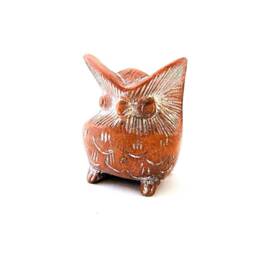 Set Of Three Ancient Greek Decorative Owls, Terracotta Owls , Brown Owl Design - thumbnail 3