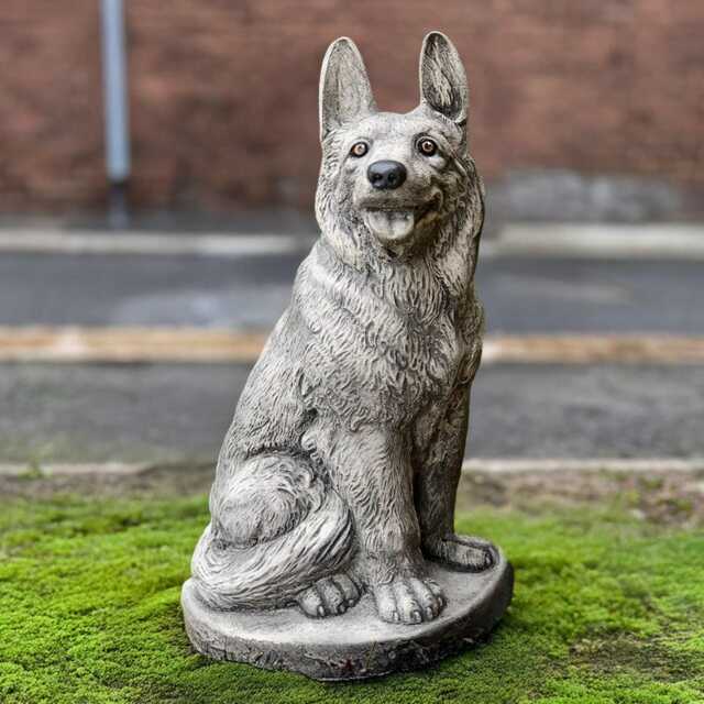 Outdoor German Shepherd Statue Concrete Dog Sculpture Stone Patio Decor Cement Pet Ornament Memorial Decoration Guard Figure - image 1