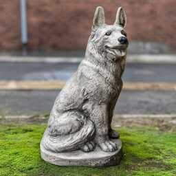 Outdoor German Shepherd Statue Concrete Dog Sculpture Stone Patio Decor Cement Pet Ornament Memorial Decoration Guard Figure - thumbnail 3