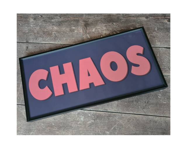 Chaos - Framed Print Metal Typography Gallery Wall Art Bold Prints Colourful Playroom Chunky - image 1