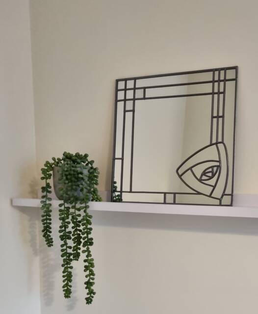 New Range - Modern Rennie Mackintosh Style Stained Glass Effect Mirror Darkened Lead 30x30cm Handmade Gift Catfish Glass Art Deco Mirror - image 1